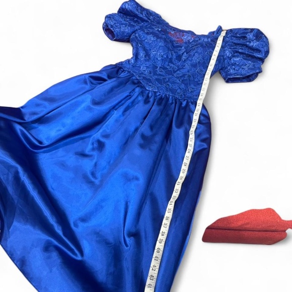 80s/90s royal blue STUNNING prom dress with poofy sleeves - Picture 8 of 8